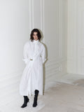 LUCA white cotton poplin shirt dress, front view on model