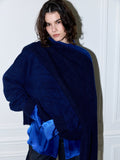 MIMI blue gradient alpaca knit jumper, front view on model