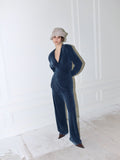 GEORGIO peach-skin jersey wide-leg trousers, front view on model