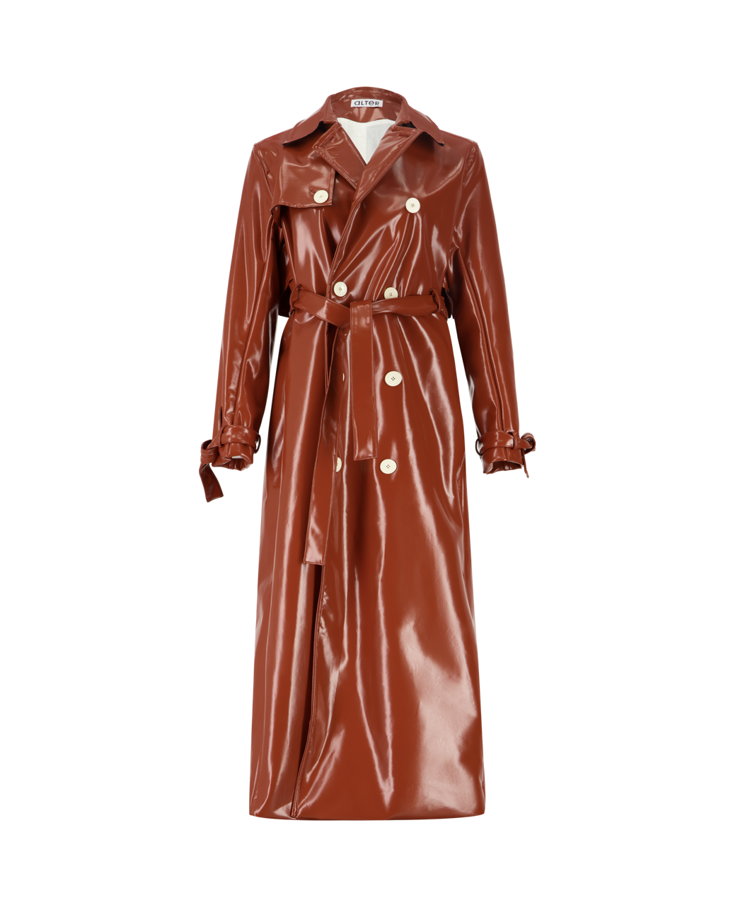 APPOLO FAKE LAMBSKIN LEATHER TRENCH