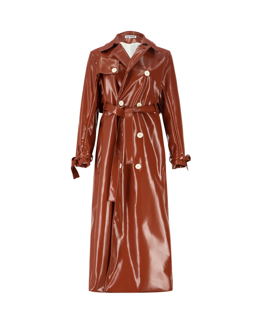 APPOLO FAKE LAMBSKIN LEATHER TRENCH