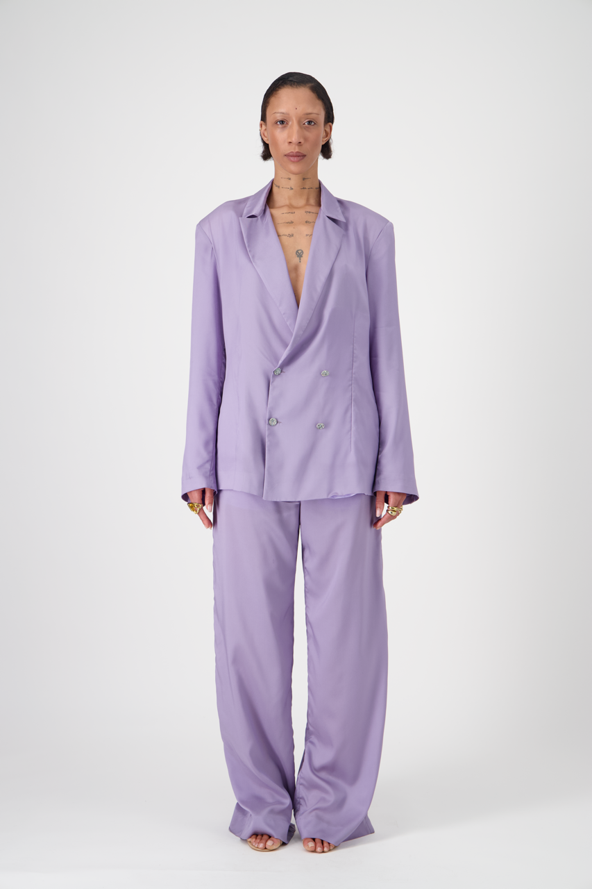 GEORGIO fluid twill wide-leg trousers, front view on model