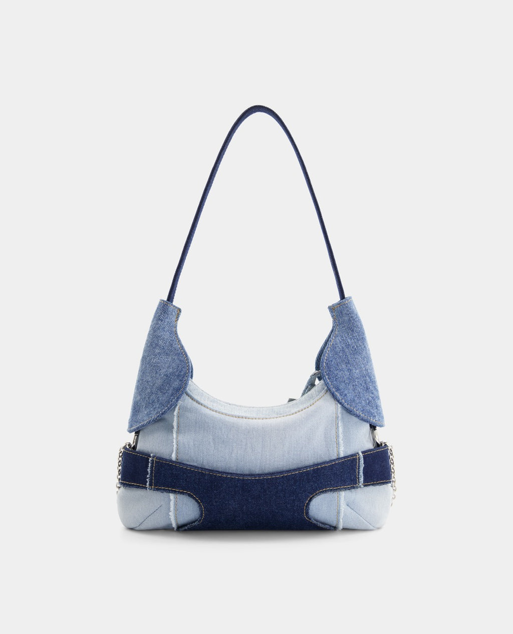 CULOTTE bag in denim, mid-length handle, Alter Designs signature accessory, back view