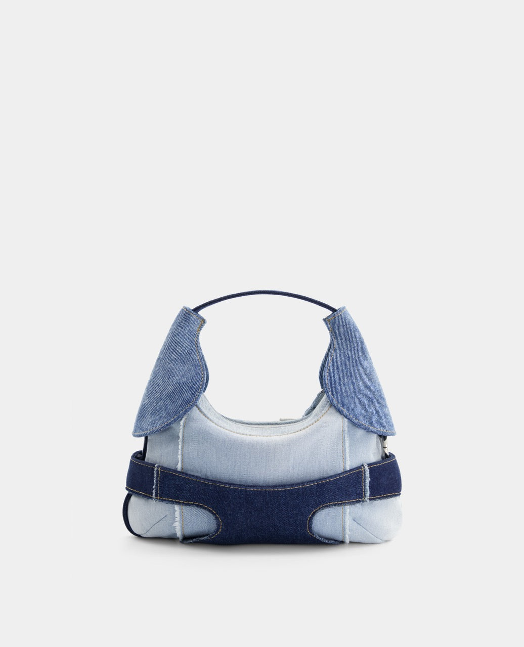 CULOTTE bag in denim, short-length handle, Alter Designs signature accessory, back view