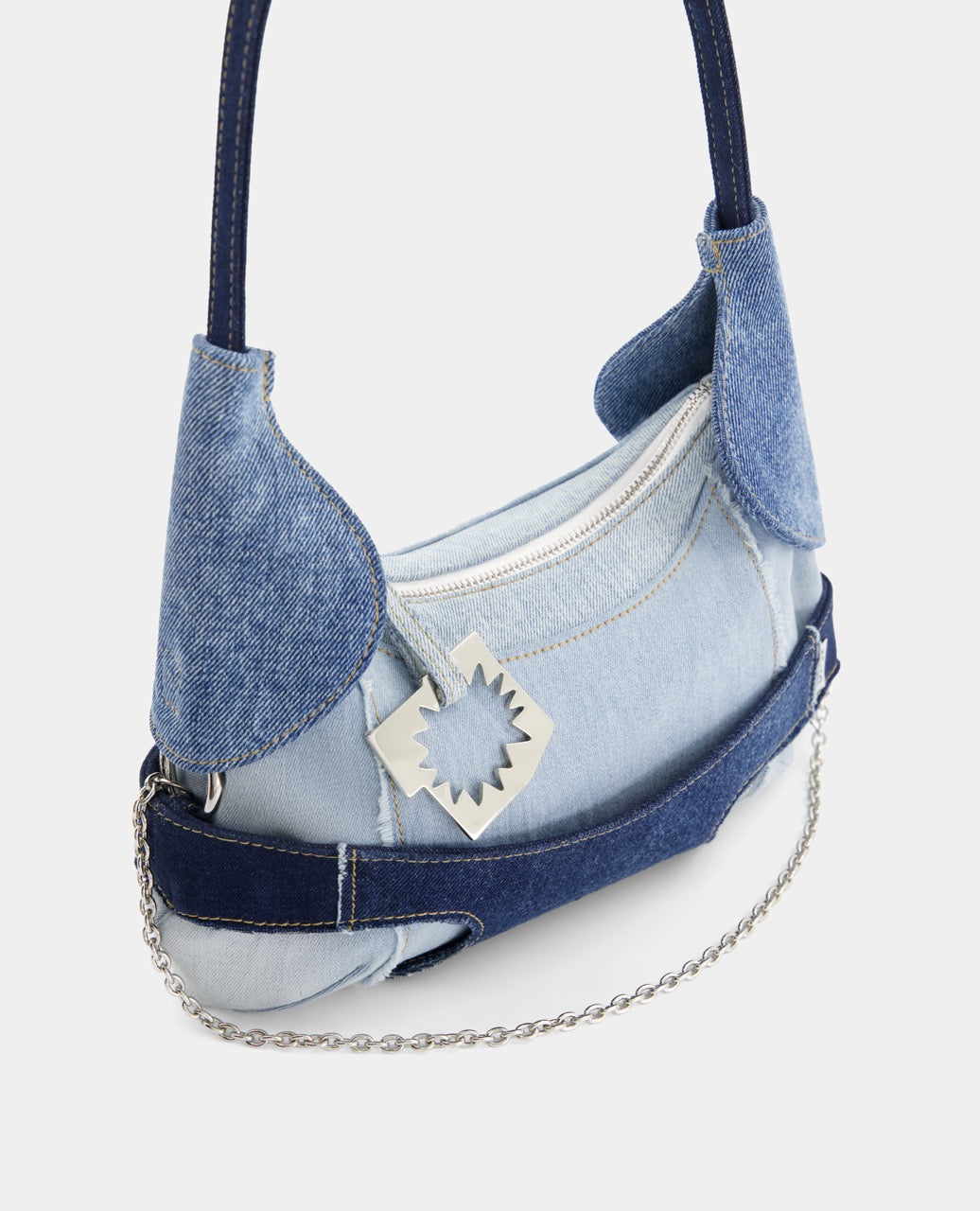 CULOTTE bag in denim, Alter Designs signature accessory, side view