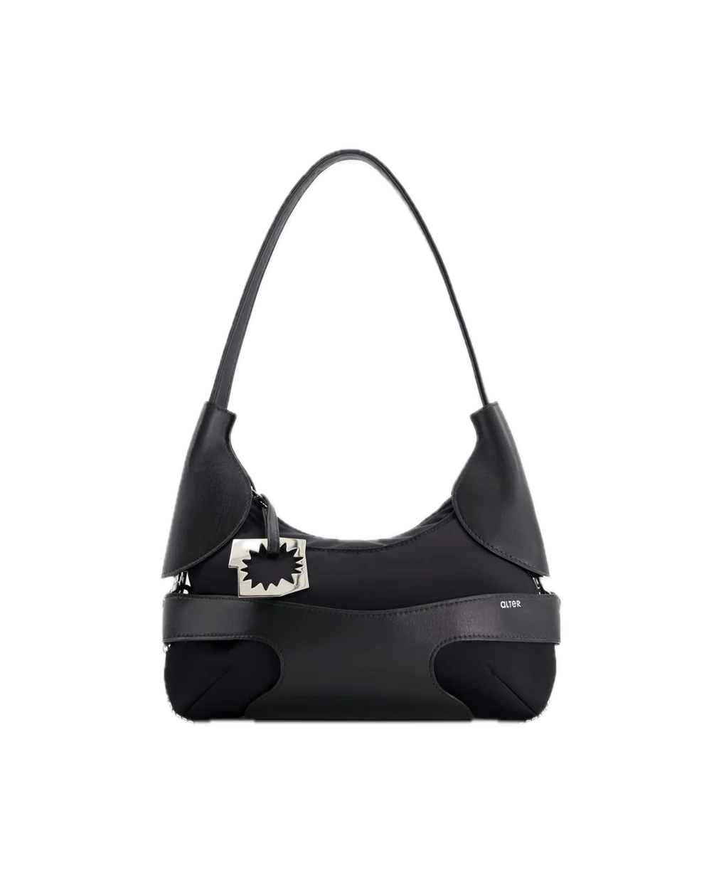 CULOTTE bag in black, mid-length handle, Alter Designs signature accessory, front view