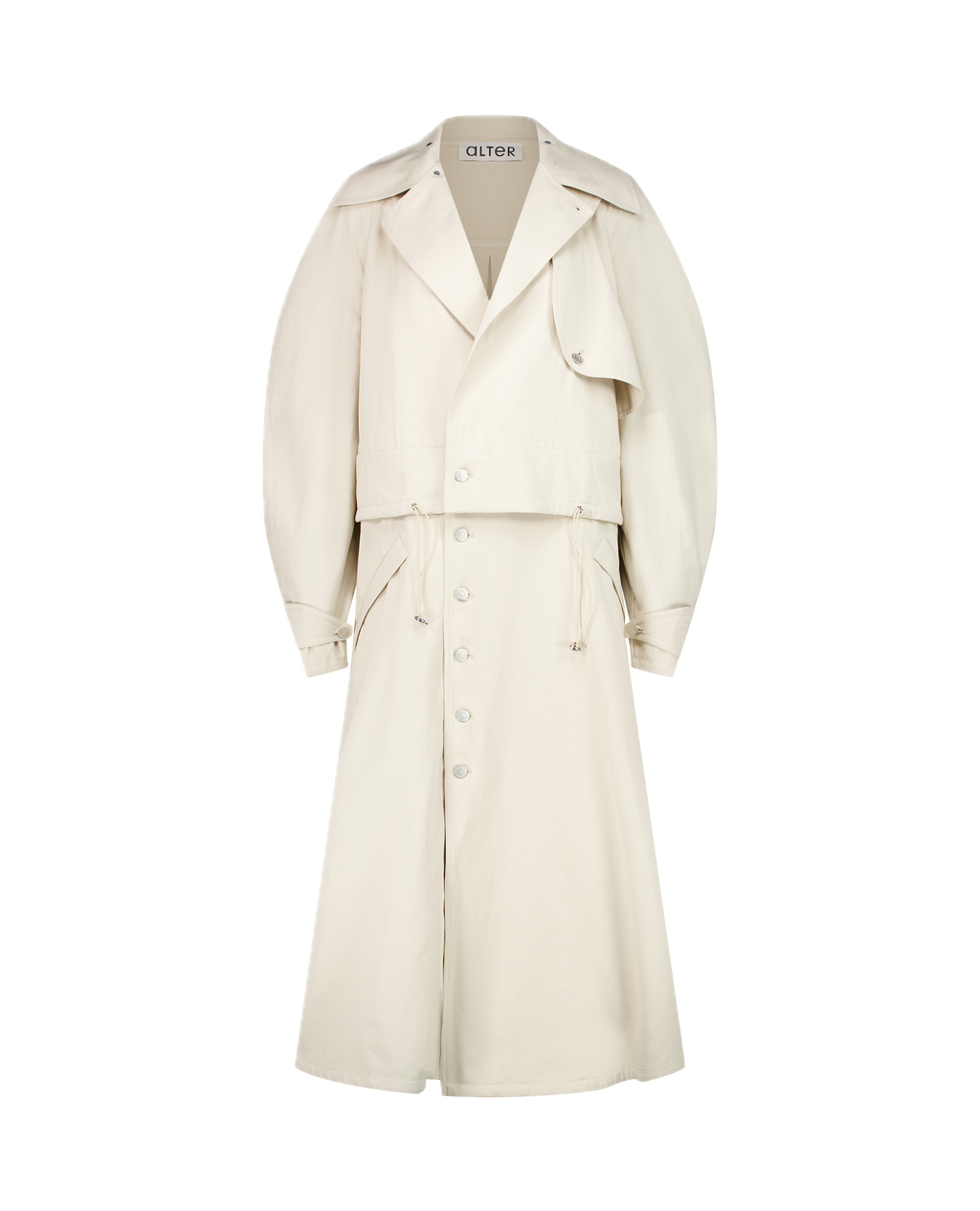 CARAVEL cotton gabardine trench coat, full-length front view