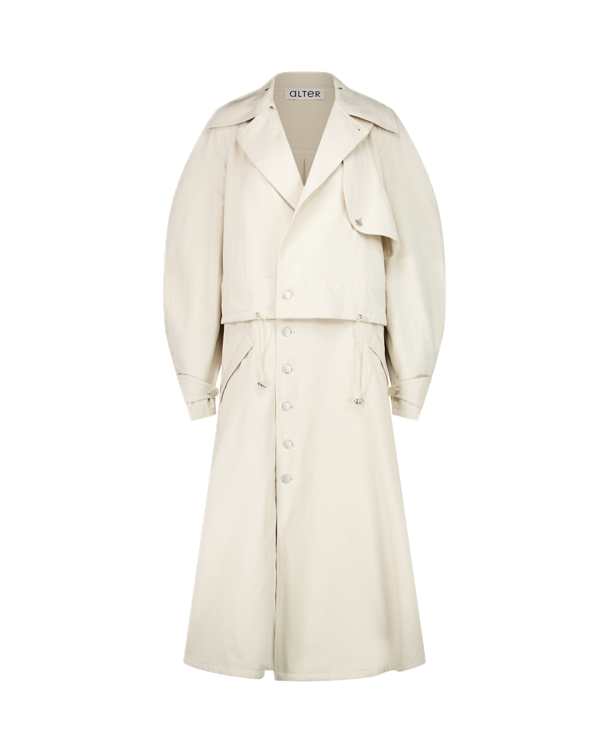 CARAVEL cotton gabardine trench coat, full-length front view