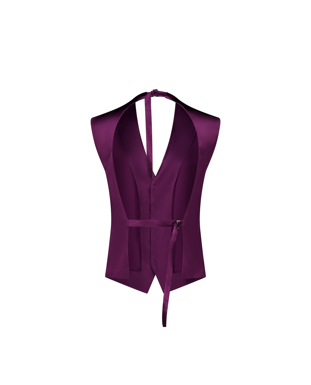 NICOLE viscose satin sleeveless suit jacket, backless, back view