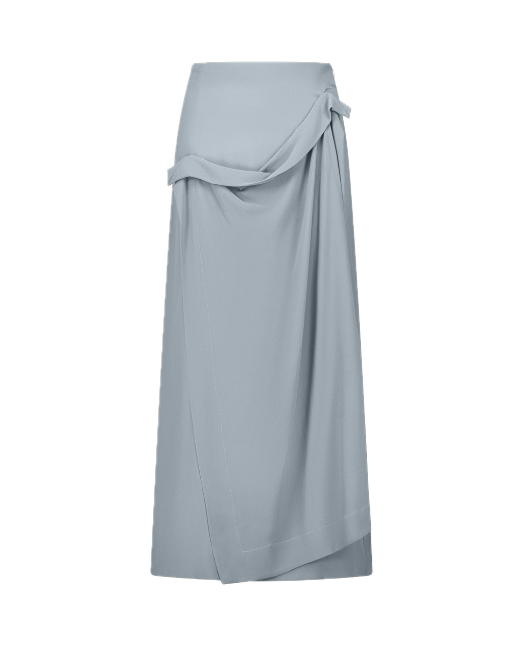 LENNA silk crêpe high-waisted mid-length skirt, front view