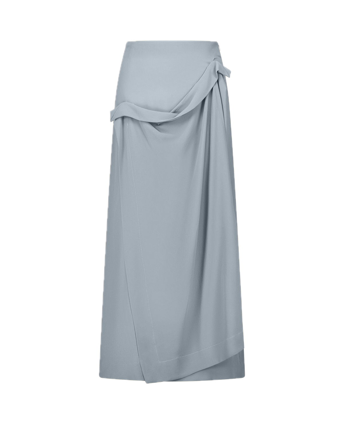 LENNA silk crêpe high-waisted mid-length skirt, front view