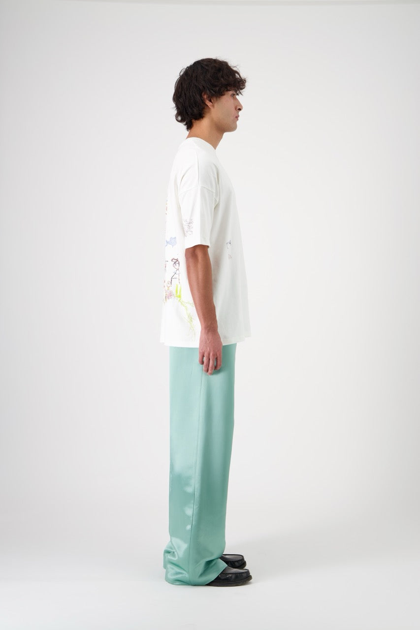 SUN oversized unisex cotton and SeaCell T-shirt, side view on man model