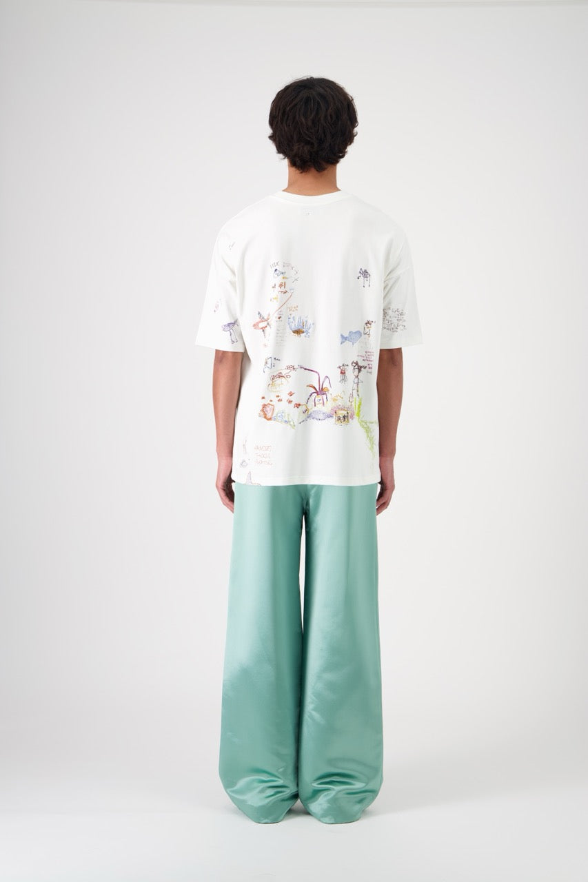 SUN oversized unisex cotton and SeaCell T-shirt, large back view on man model