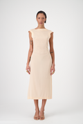 TANYA light silk muslin long dress, front view on model