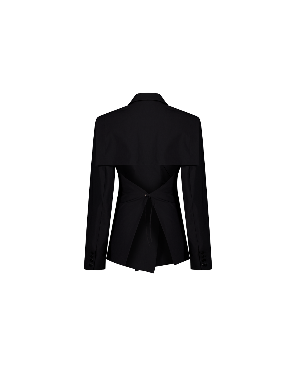 MONA stretch gabardine blazer with open back, back view