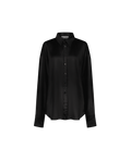 DOM oversized black silk shirt, front view