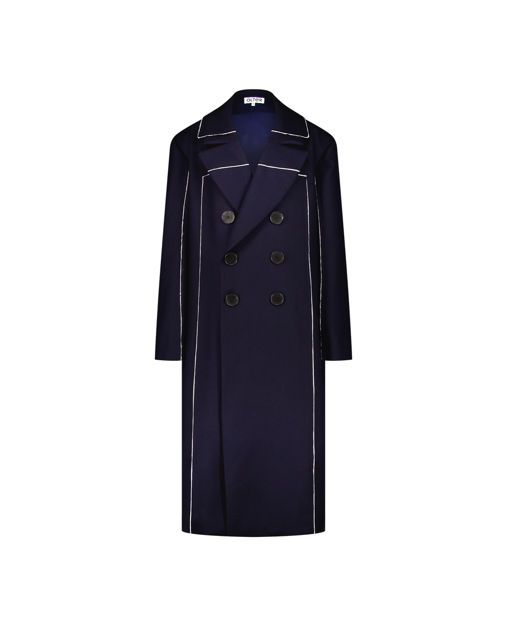 ÉDOUARD Coat Twill Wool, navy blue, front view