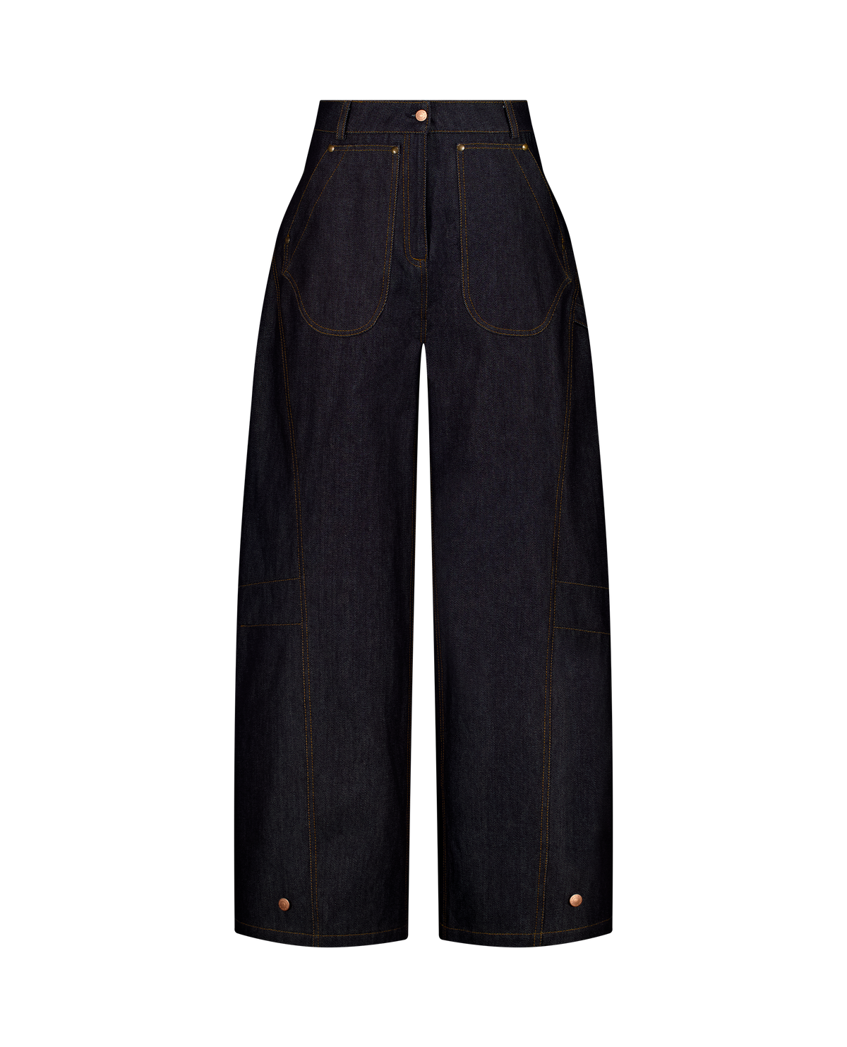 BILLY cotton denim workwear trousers, rounded-leg, front view