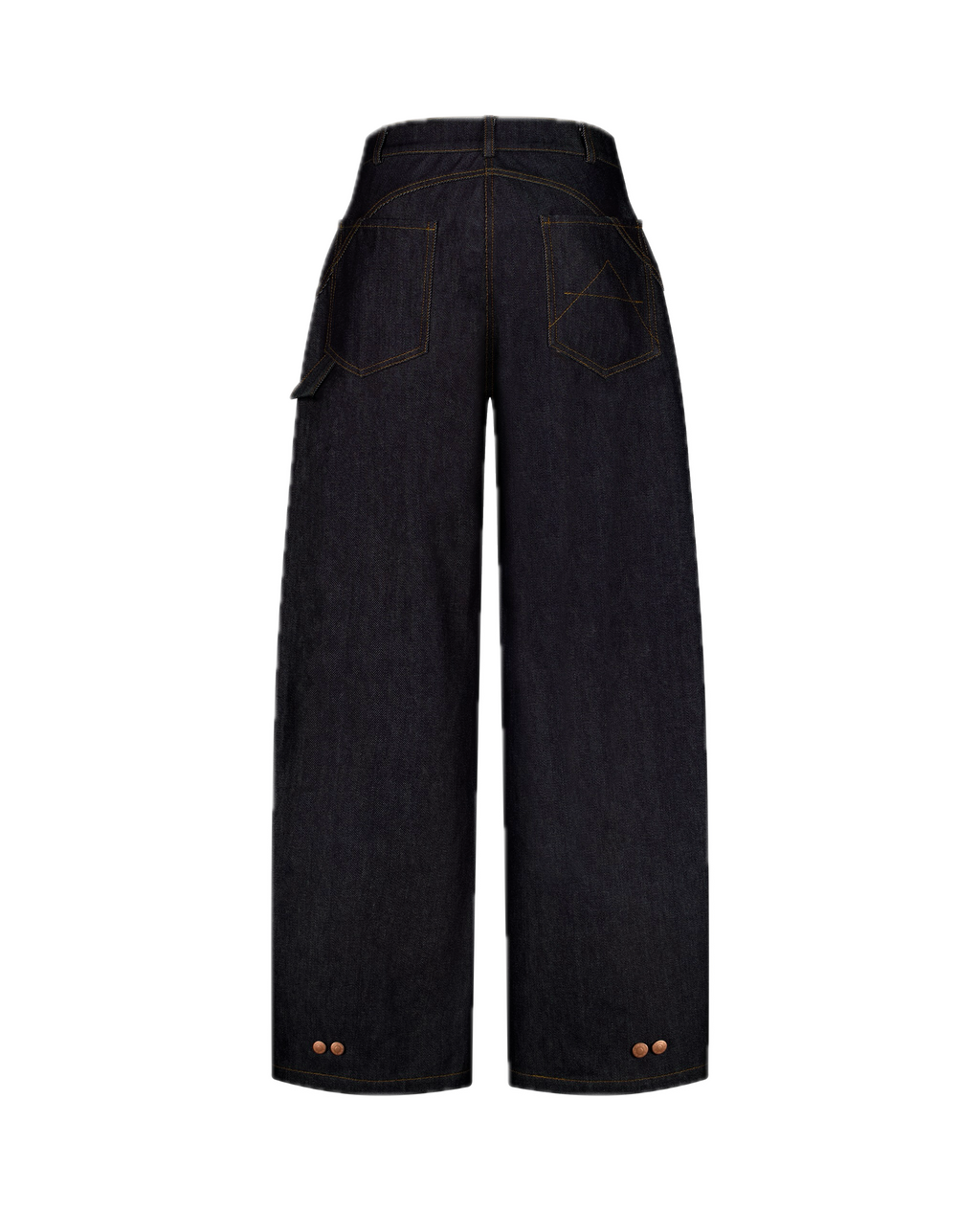 BILLY cotton denim workwear trousers, rounded-leg, back view