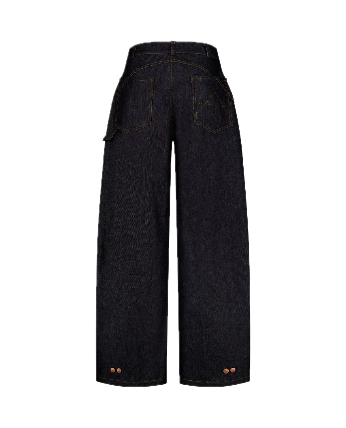 BILLY cotton denim workwear trousers, rounded-leg, back view