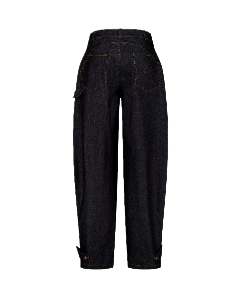 BILLY cotton denim workwear trousers, rounded-leg, back view