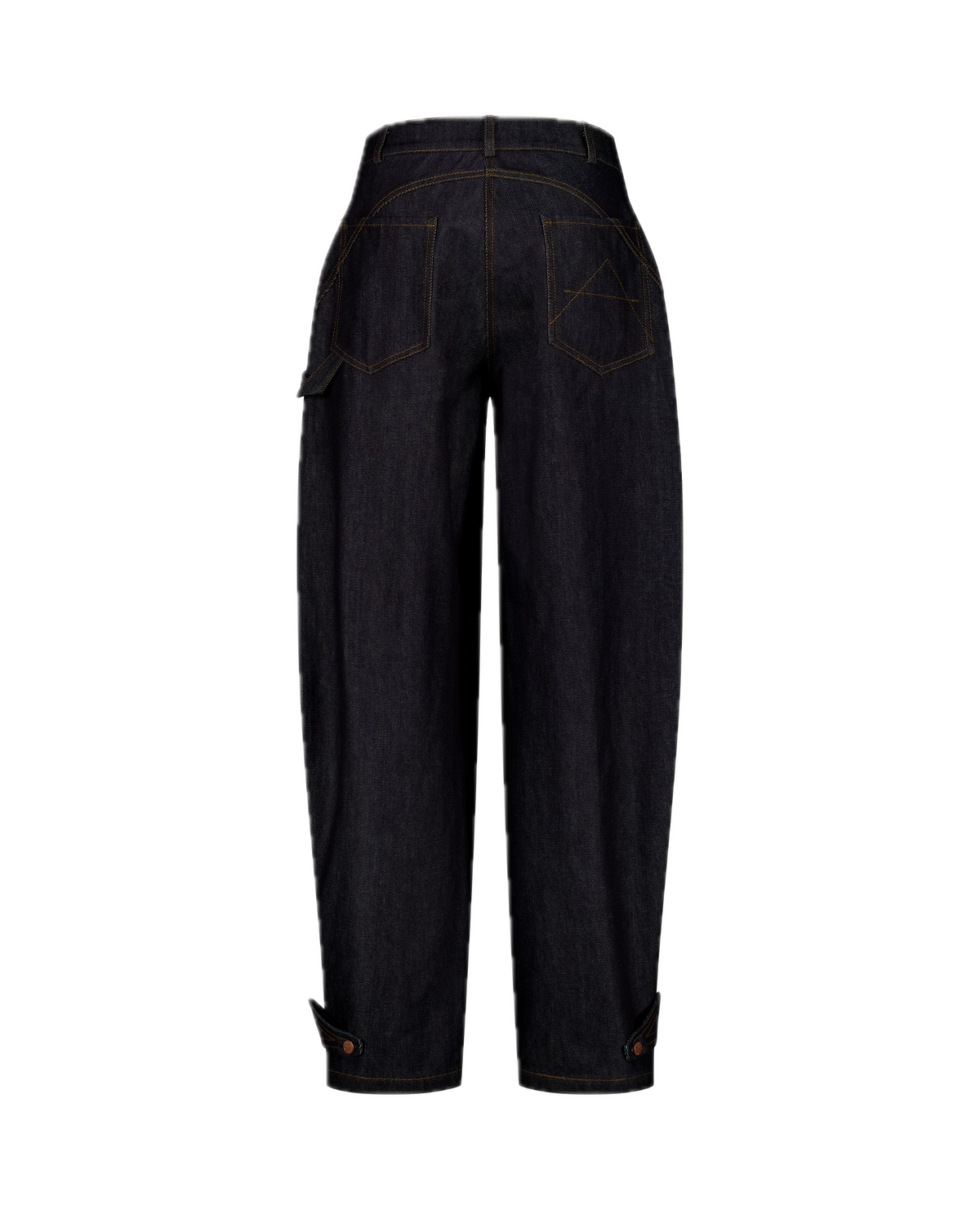 BILLY cotton denim workwear trousers, rounded-leg, back view