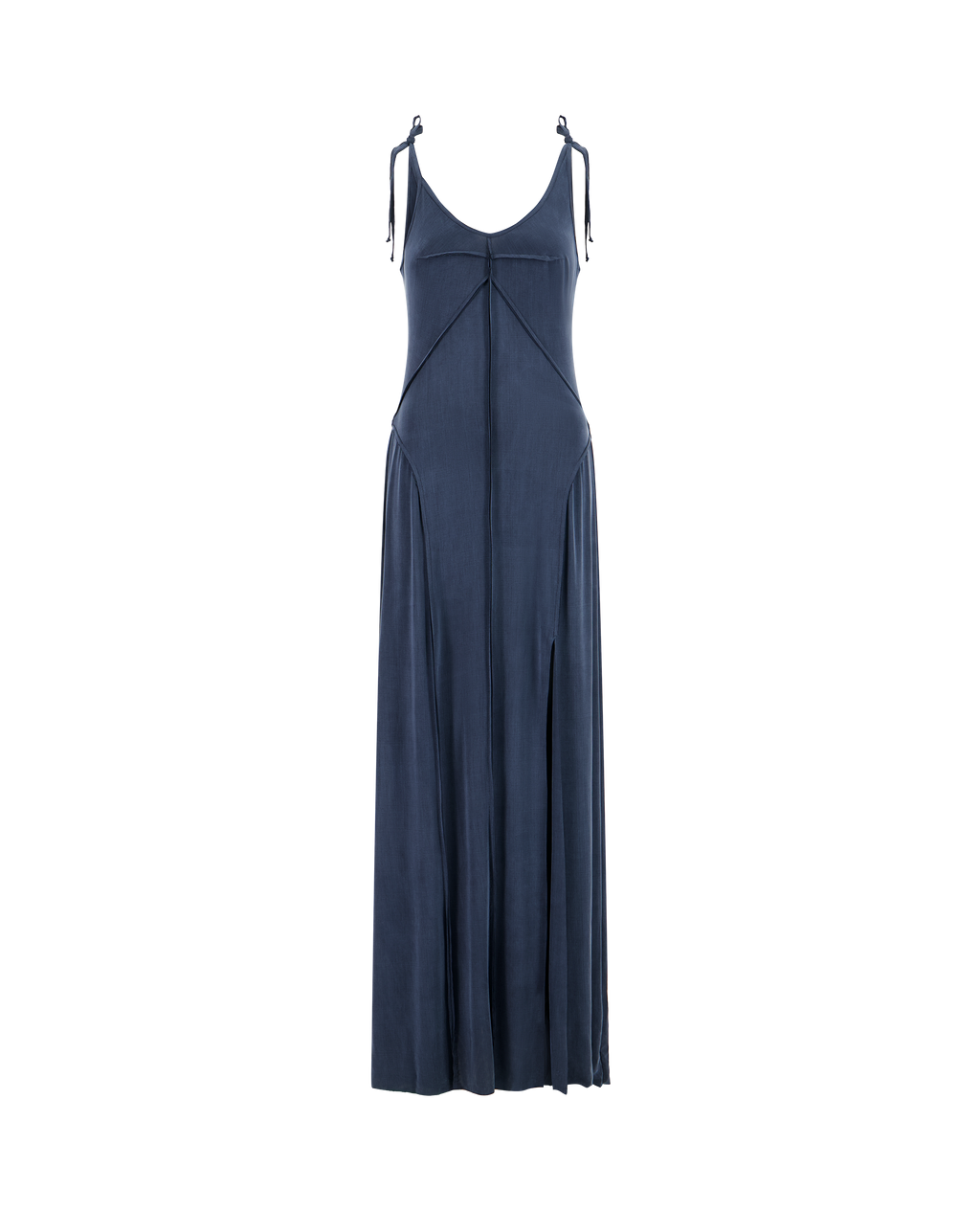 ODILE Dress Peach Skin Jersey, navy blue, front view