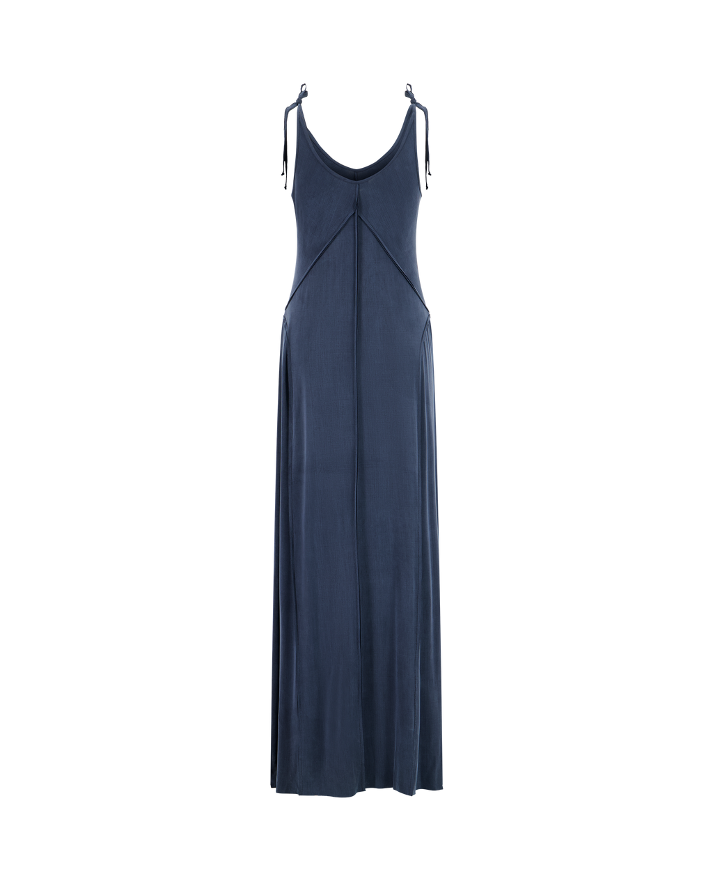 ODILE Dress Peach Skin Jersey, navy blue, back view
