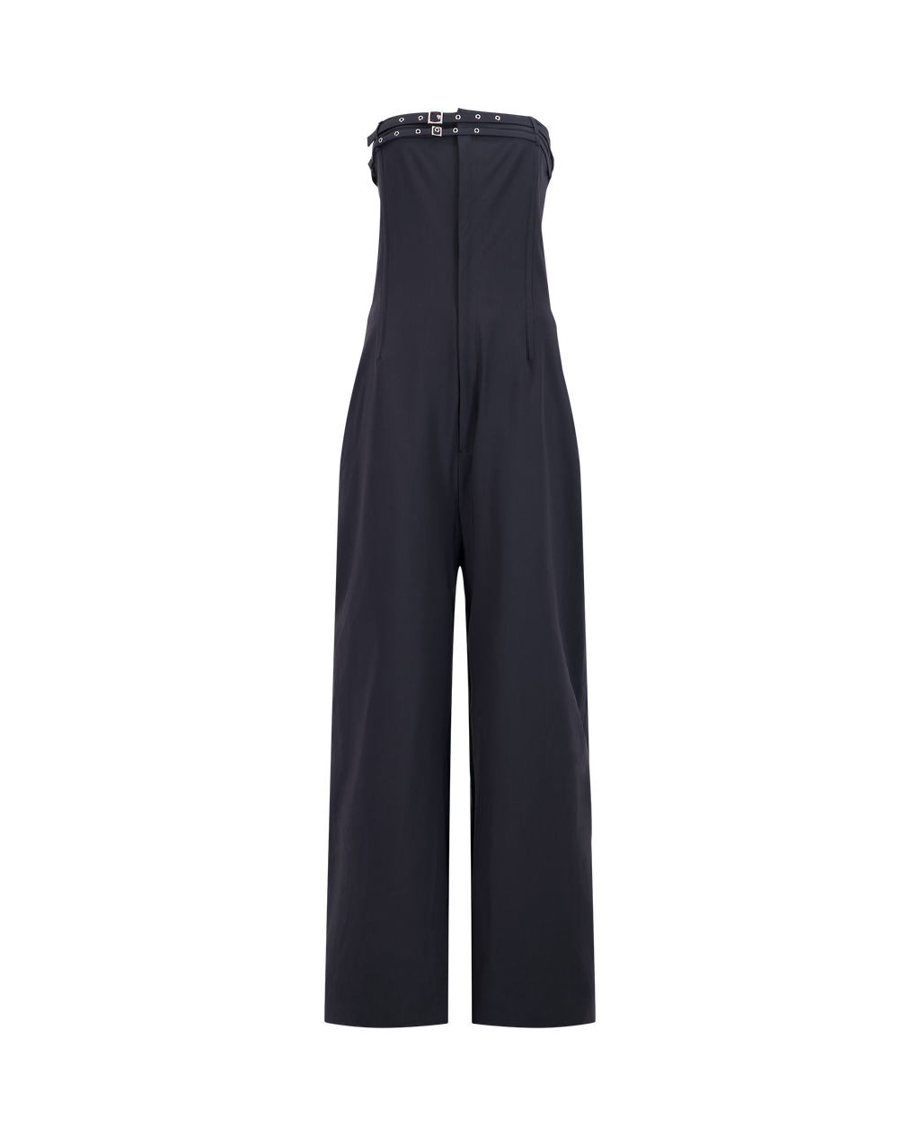 JP strapless stretch gabardine jumpsuit, straight-leg, front view