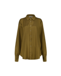 DOM golden-brown satin vegan silk shirt, front view