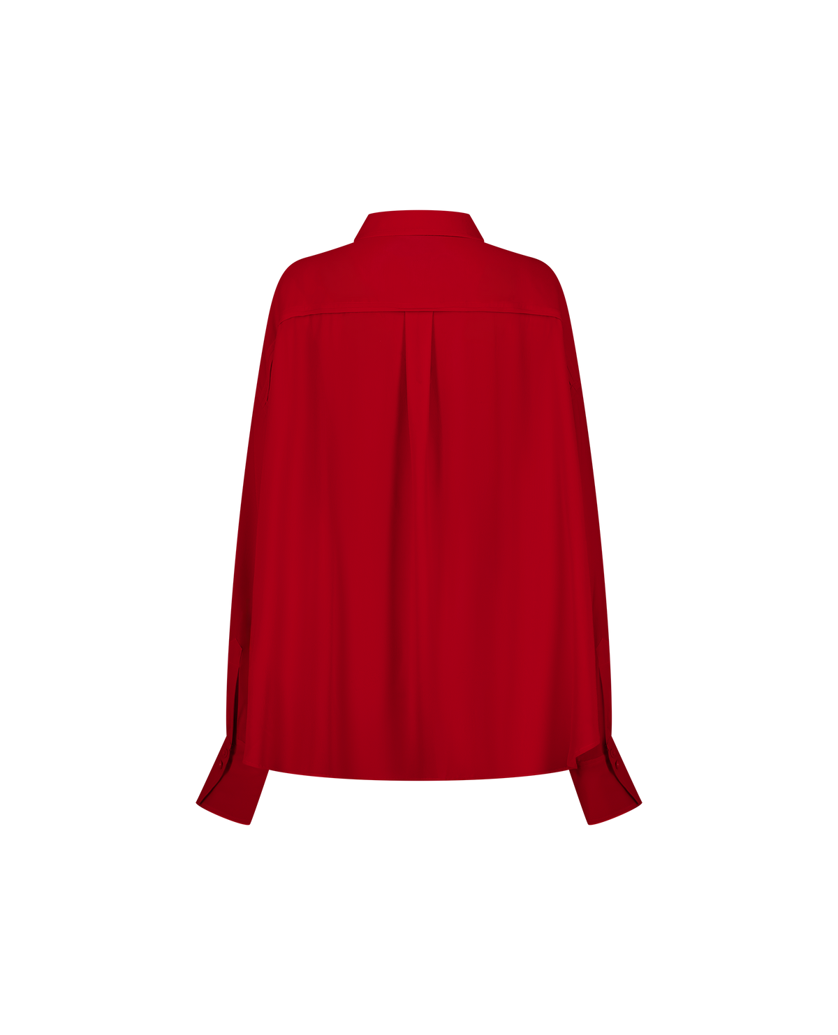 DOM cherry red silk shirt, oversized fit, back view
