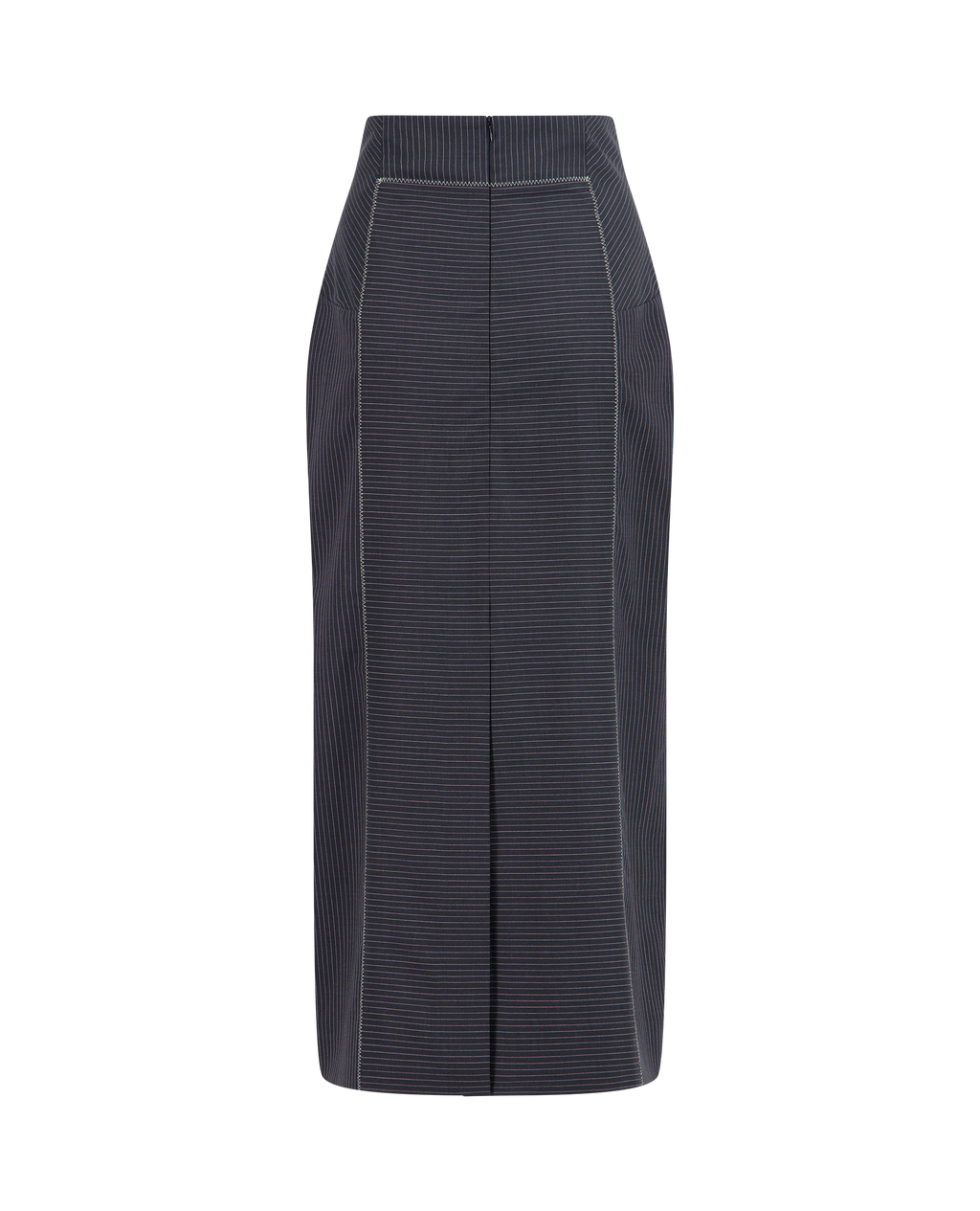LEONA pinstripe virgin wool high-waisted skirt, back view
