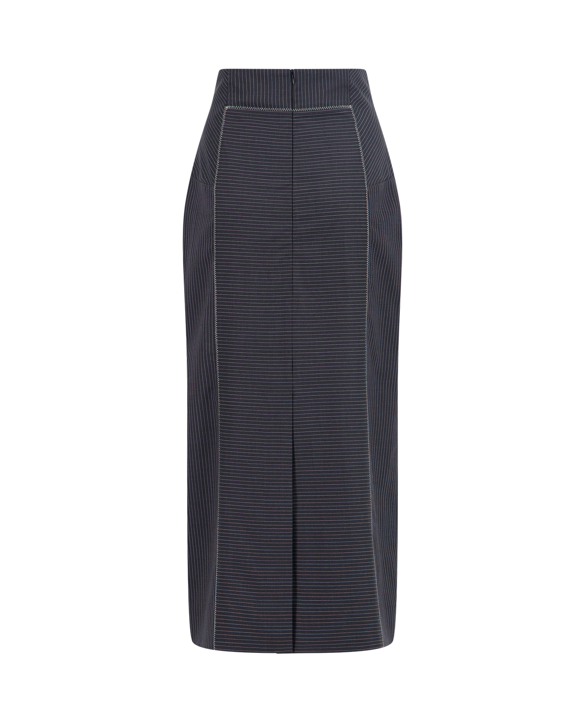 LEONA pinstripe virgin wool high-waisted skirt, back view