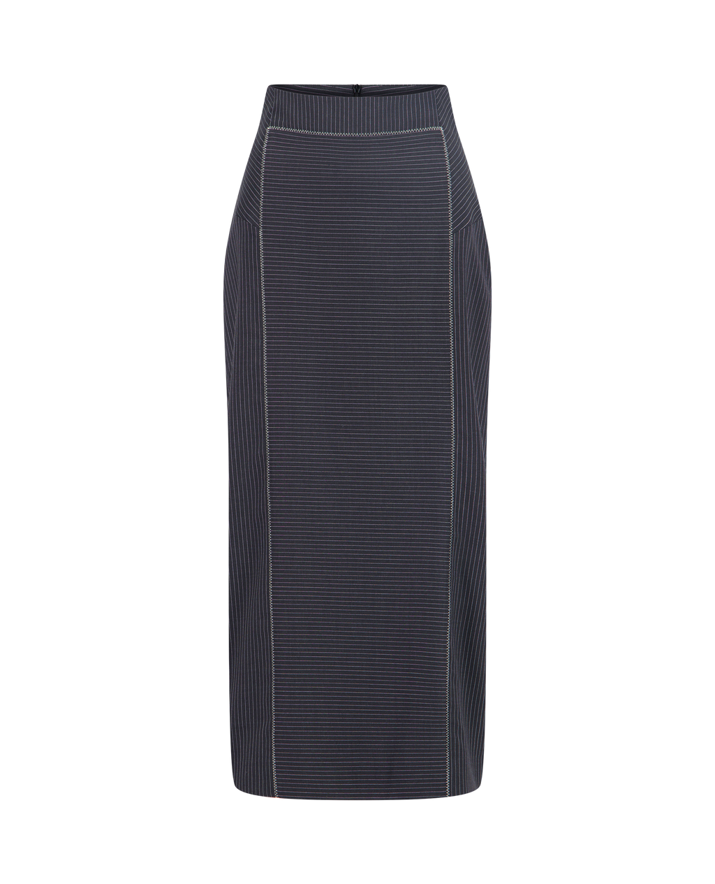 LEONA pinstripe virgin wool high-waisted skirt, front view