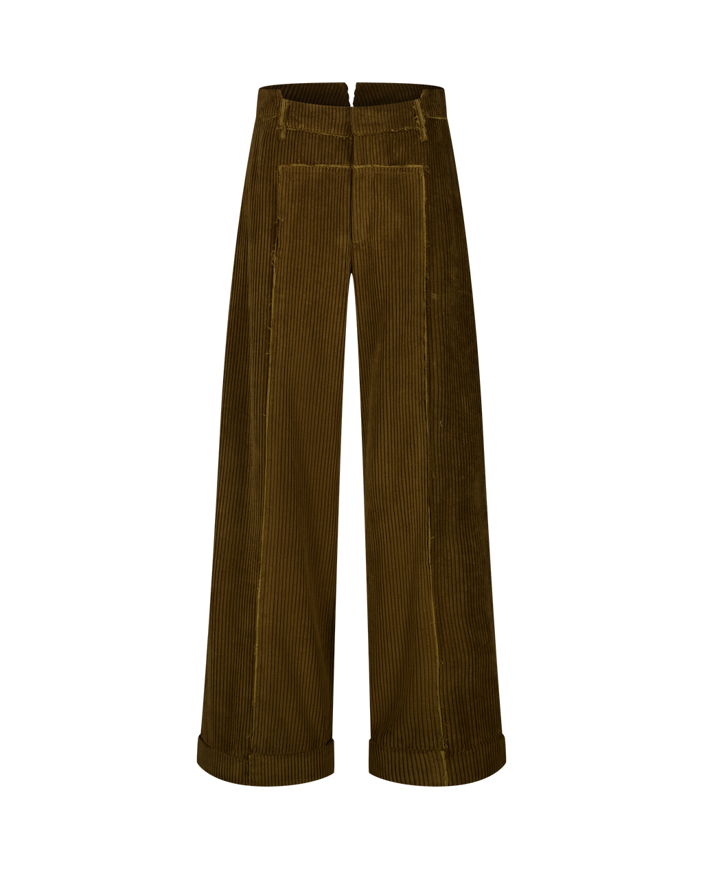 MALIN corduroy tailored trousers, raw-edge detail, front view