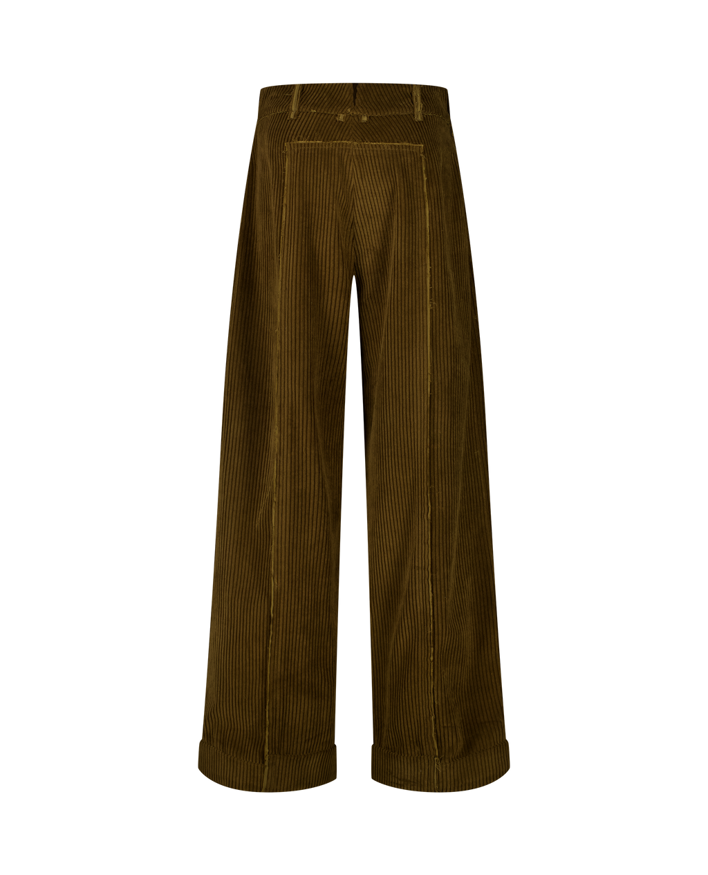 MALIN corduroy tailored trousers, raw-edge detail, back view